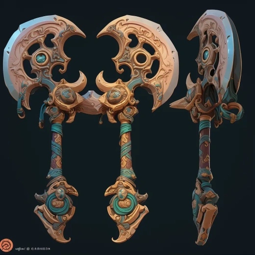 古代中国武器设计：3D艺术与金属质感，游戏风格展现