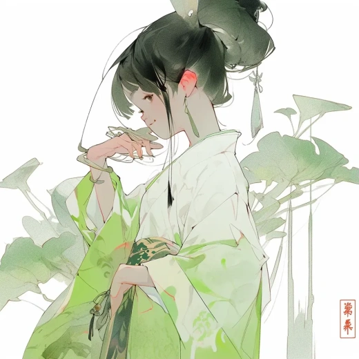 萌妹化身中國古代水墨仙子，清新淡雅的意境展現