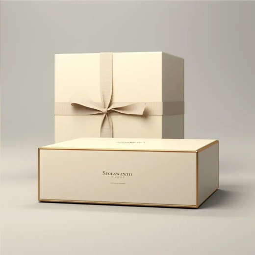 简约优雅护肤产品礼盒包装设计，浅米色1:1实物展示，风格原始，V5.2版本。