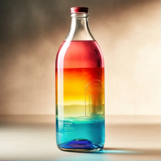 彩虹PET瓶包装，仿约翰内斯·弗美尔画风，高清1:1，高动态范围5.0