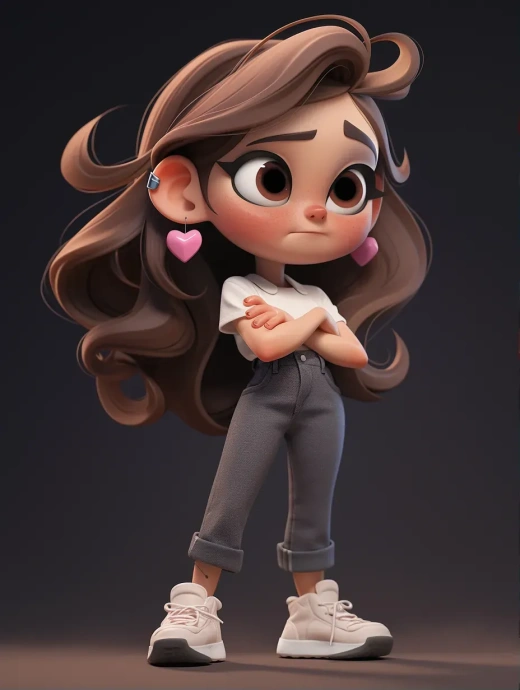 3D emoji表情包：可愛(ài)小女孩全身8K高清C4D渲染，泡泡瑪特風(fēng)格，黑白光影效果