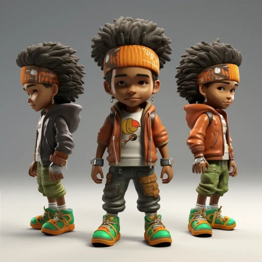 C4D与Blender打造可爱非洲嘻哈男孩IP形象：时尚潮流与3D艺术的完美融合