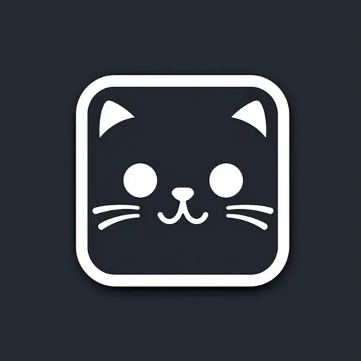 圓角正方形移動應用Logo矢量簡約貓咪線條圖標