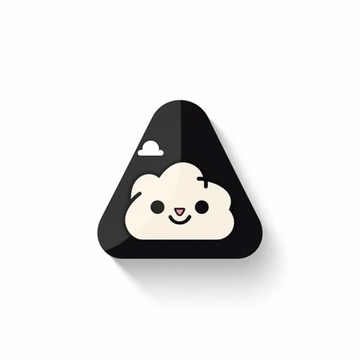 圓角方格移動應用Logo設計，簡約白色背景的可愛飯團扁平矢量應用圖標