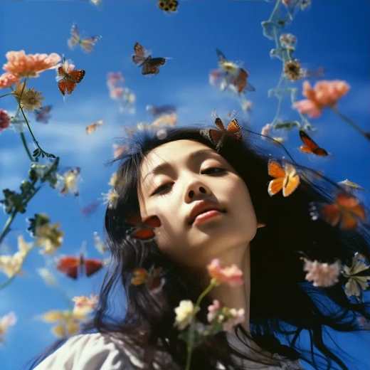 花蝶飞舞：20岁日本美女Hitoko Kawauchi的超现实摄影作品