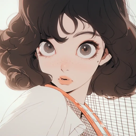 1990年代動漫插畫：活力四溢的短發美女在羽毛球場上揮灑青春