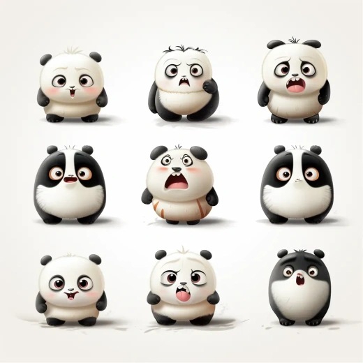 《熊猫喜怒哀乐大眼图》-皮克斯风格插画