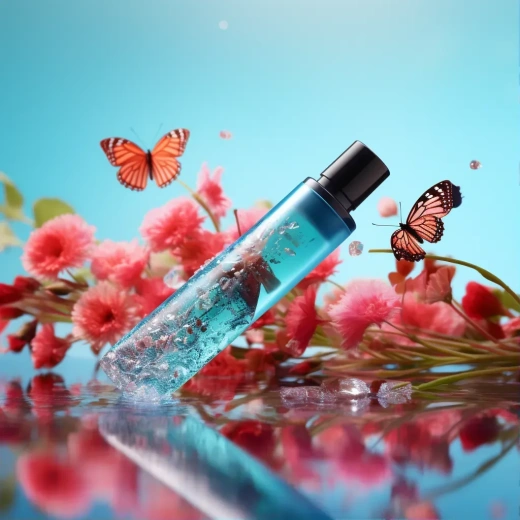 自然之美：3D渲染下的防水睫毛膏与透明花朵蝴蝶