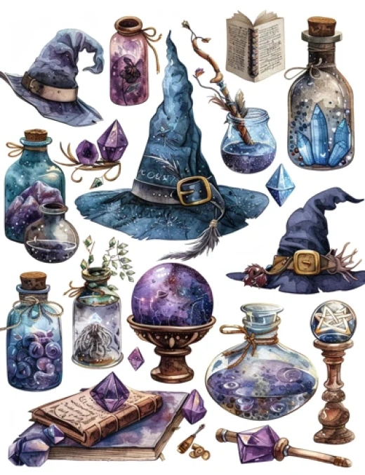 魔法物品卡通圖案集合-古老大學(xué)中的魔法元素 - 第8654期