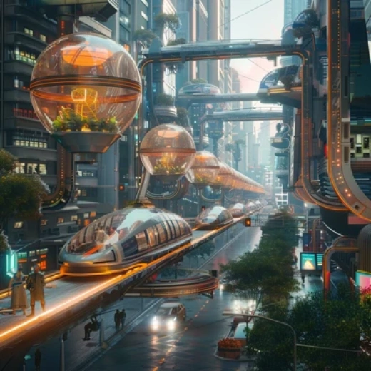 未來都市風光-霓虹光影下的3D城市 - 第2145期