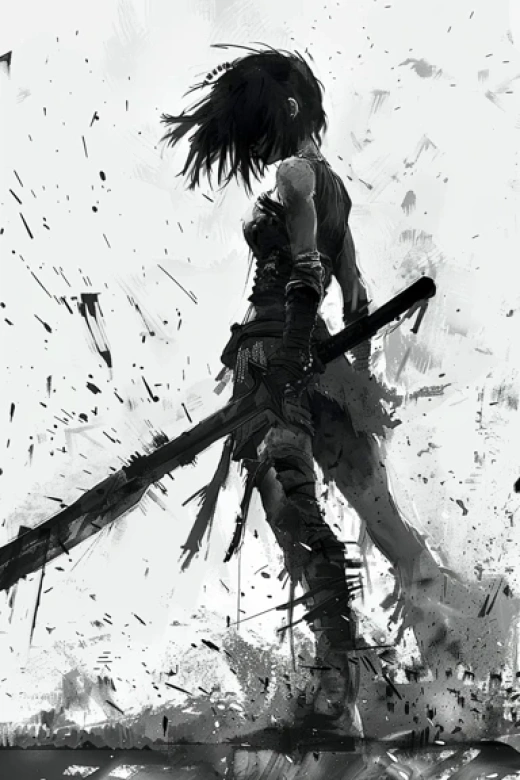 黑白插畫人物集合-包括忍者、武士、哥特女孩等形象 - 第3294期
