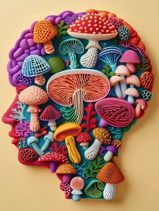 水果蔬菜構成的3D大腦和水彩畫人腦插圖 - 第7390期