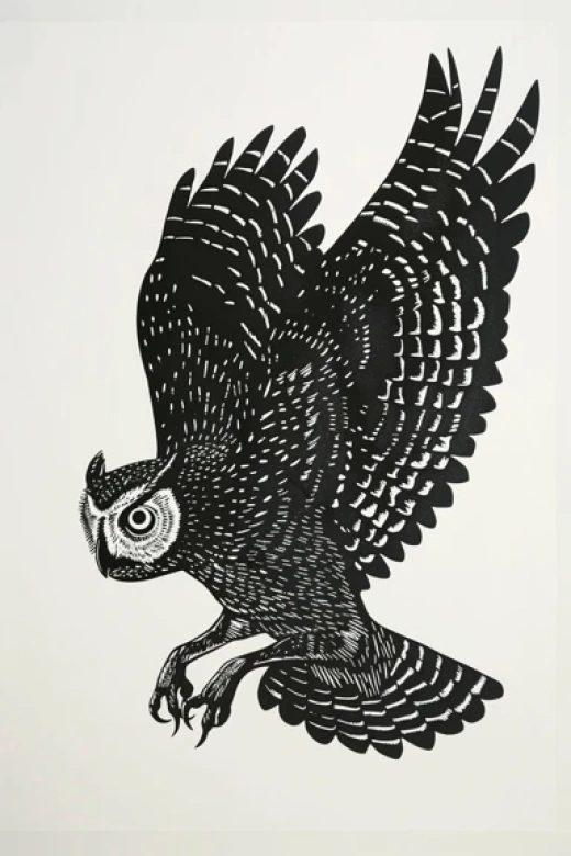 黑白極簡貓頭鷹插圖集 - 第7504期