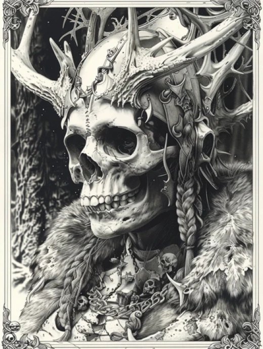黑暗神秘藝術作品集-描繪北歐維京女神Hel和惡魔狐貍的神秘畫作 - 第7048期