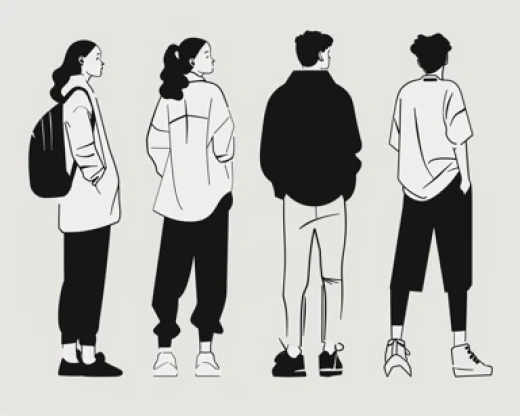 學生聚會插畫集合-描繪高中生在一起聊天的簡潔插畫 - 第2869期