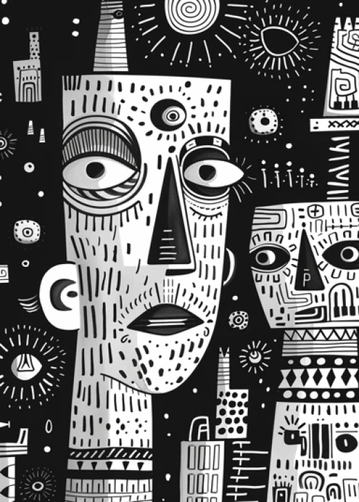 黑白油畫作品集-神秘Afrospiritualism插圖、Bruno Munari式的悖論、Dimitra Milan風格的作品 - 第7531期
