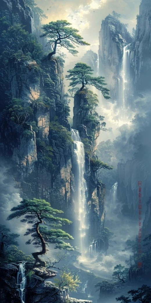 中國(guó)山水瀑布畫集-宋代風(fēng)格的傳統(tǒng)中國(guó)山水畫 - 第5917期