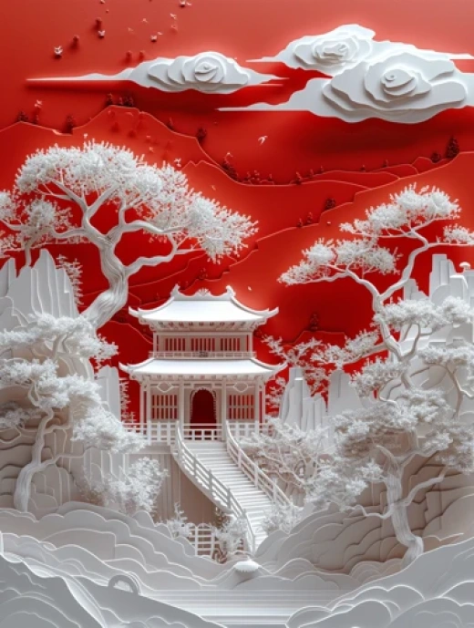 中國傳統(tǒng)建筑剪紙藝術(shù)集合-紅金色中國風(fēng)剪紙作品 - 第2395期