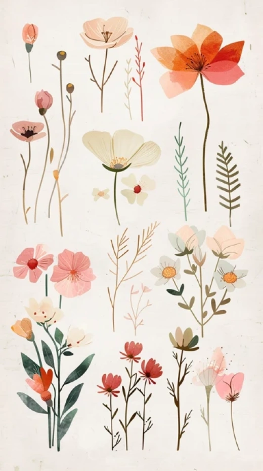 水彩植物花卉插畫合集-浪漫花園、野花邊界等水彩插畫 - 第1490期