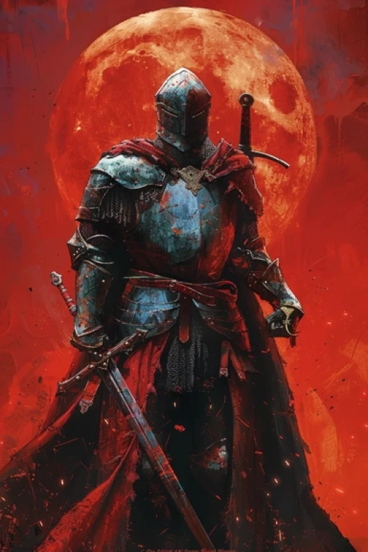 黑暗中的騎士形象集合-戰士全副武裝，持劍且充滿箭矢 - 第5038期