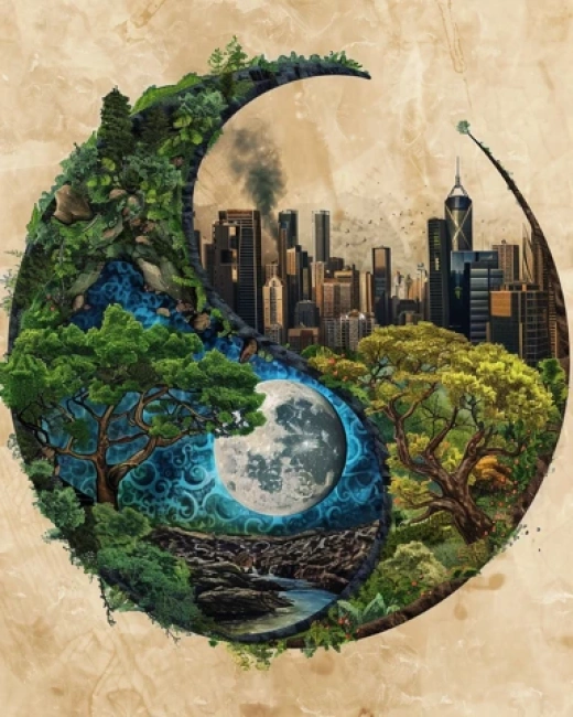 宇宙和諧-神圣的和平、太陽月亮、生命之樹、靈魂能量的河流 - 第6730期