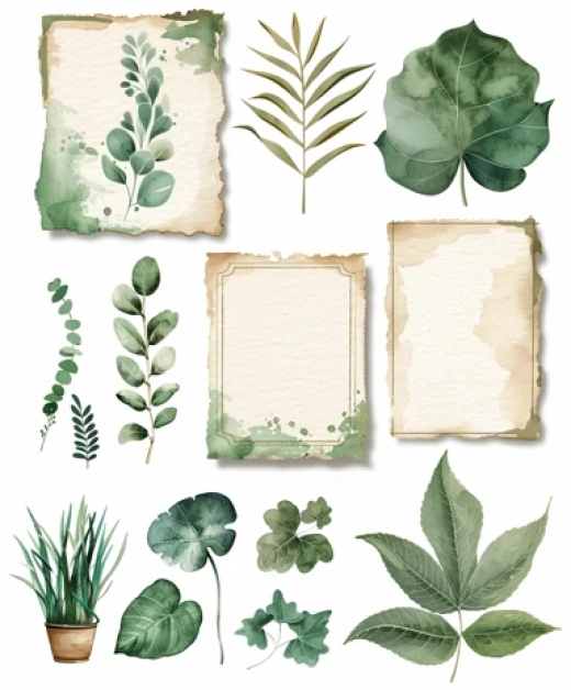 綠色植物插畫集合-古典浪漫風格的綠色植物插畫設計 - 第8469期