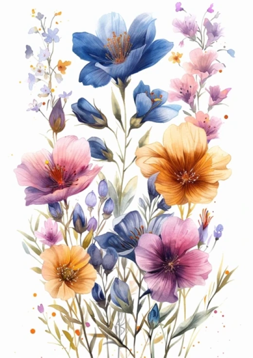 水彩花卉艺术作品集合-优雅花卉水彩画，风格类似Maria Sibylla Merian - 第0531期