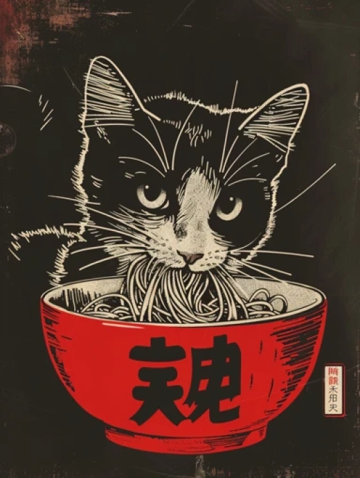 猫咪与拉面卡通插画集合 - 第0689期
