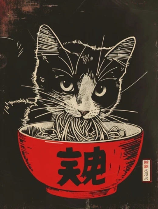 貓咪與拉面卡通插畫集合 - 第0689期
