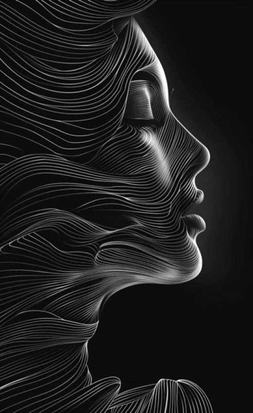 女性頭像創意圖集-黑白風格頭部插畫與抽象人臉設計 - 第9105期