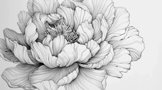 描繪花卉的素描集合-玫瑰、郁金香、牡丹等花卉素描 - 第9738期