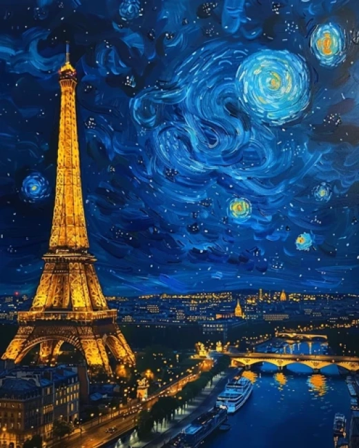 巴黎埃菲尔铁塔油画作品集-展现巴黎日与夜的迷人景色 - 第3815期