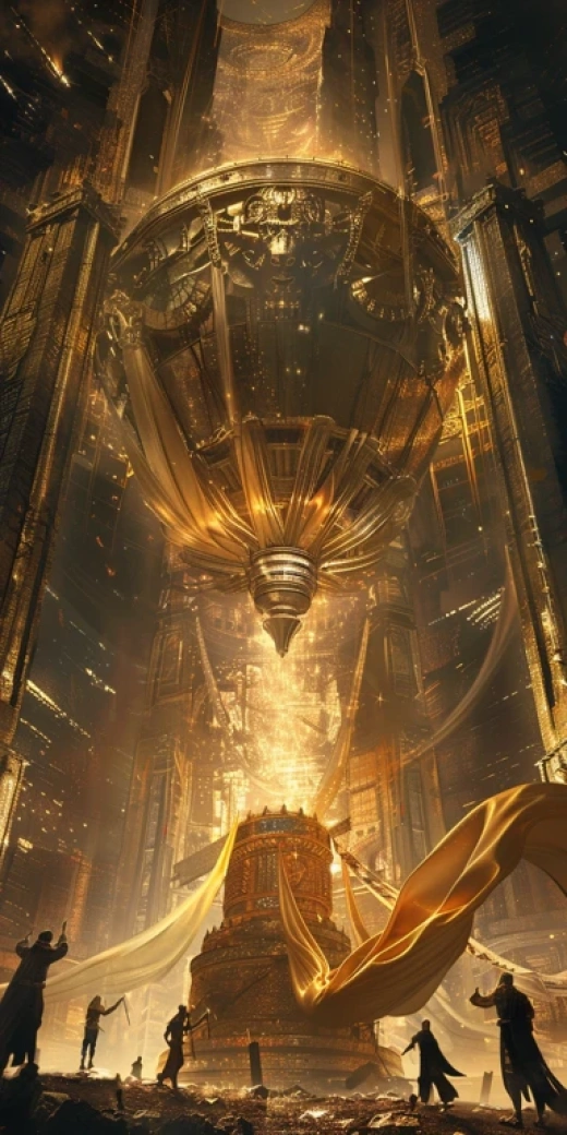 未來科幻場景-金字塔中的超級門和巨大行星 - 第0749期