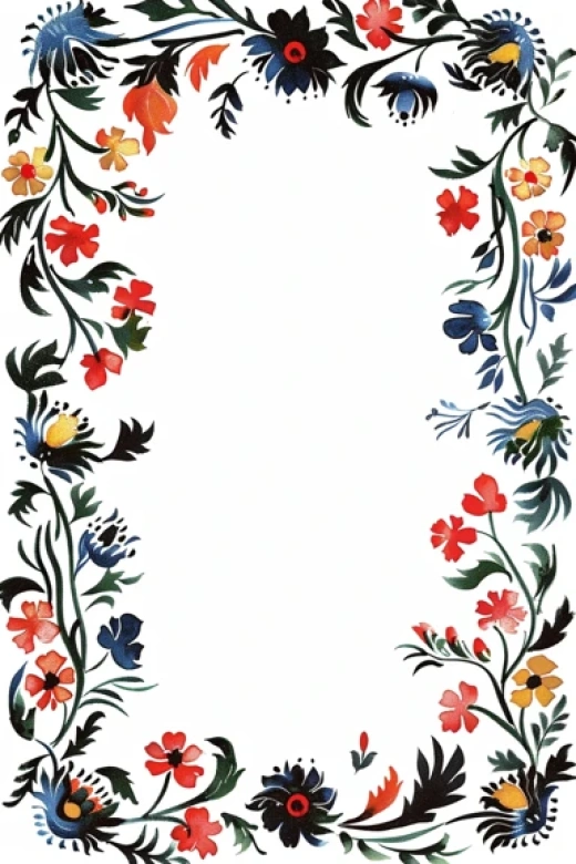 花卉装饰图案集合-融合挪威玫瑰绘画和俄罗斯民间元素 - 第8516期