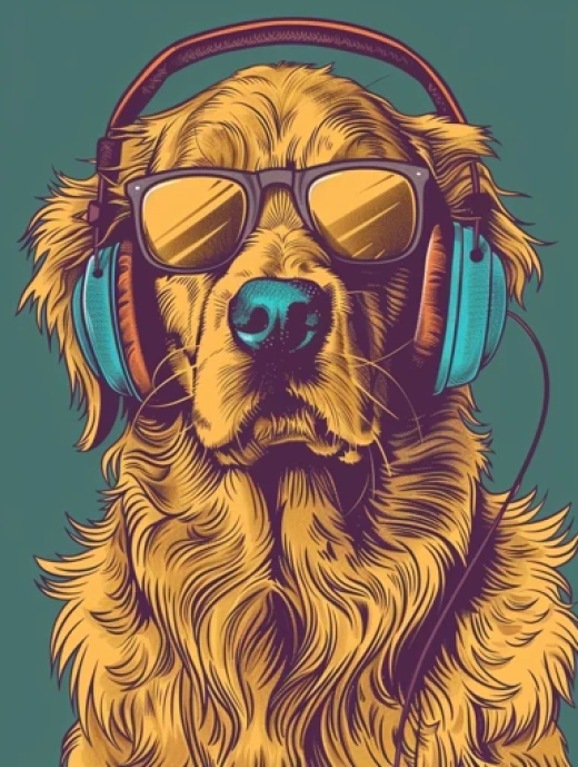 时尚宠物头像系列-狗狗戴墨镜和耳机的简约形象 - 第9502期