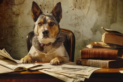超现实主义卫生间场景-Doberman狗坐在马桶上读报纸 - 第8264期