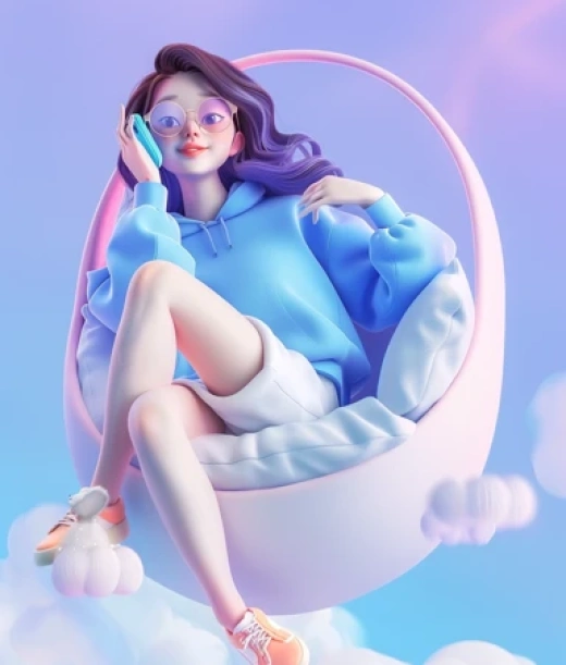 時尚3D卡通插圖系列-生動3D女孩、酷炫Hipster和辦公室女孩 - 第4068期