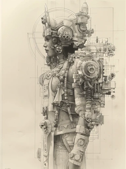 未來機器人冒險者插畫集-神秘女戰士與高科技武器 - 第6259期