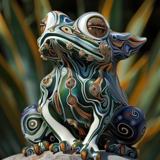 抽象彩色青蛙雕塑-具有原始气息和色彩斑斓的雕塑作品 - 第9836期