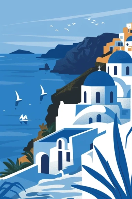 希腊风情插画集-展现圣托里尼、纳克索和克里特的绘画艺术 - 第3147期