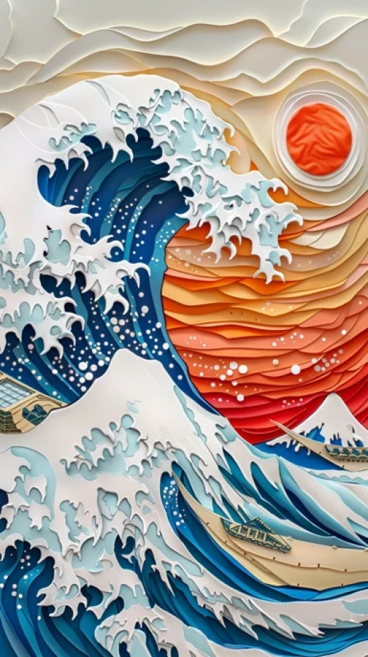 紙藝三維圖像集合-融合剪紙藝術和梵高風格的創意作品 - 第3489期