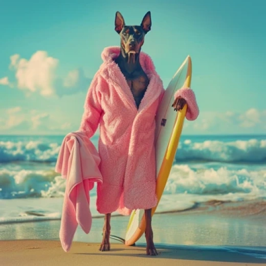 澳大利亚海滩生活形象系列-卡通袋鼠、杰克罗素犬和杜宾犬 - 第2570期